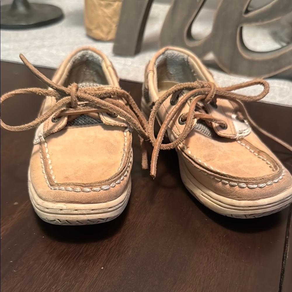 Sperry Tan Moccasins with Leather Laces and Non-Marking Soles